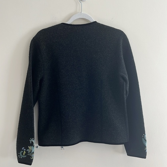 Icelandic Design‎ Wool Sweater Cardigan Embroidered Classic Artsy green S funky - Picture 8 of 8